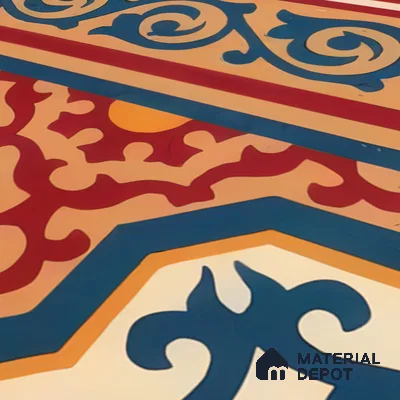 Moroccan Carpet Tile TL 03080 B Border 1 ft x 1 ft Matte Finish Digital Ceramic Tile - 9.5 mm | Suitable For Living Room, Kitchen, Bathroom | Please Expect a Slight Variation of Pattern (Sample)