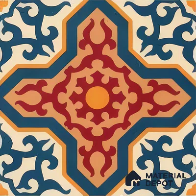 Moroccan Carpet Wall & Floor Tile TL 03080 C Centre 1 ft x 1 ft Matte Finish Digital Ceramic Tile - 9.5 mm | Suitable For Living Room, Kitchen, Bathroom | Please Expect a Slight Variation of Pattern (Sample)