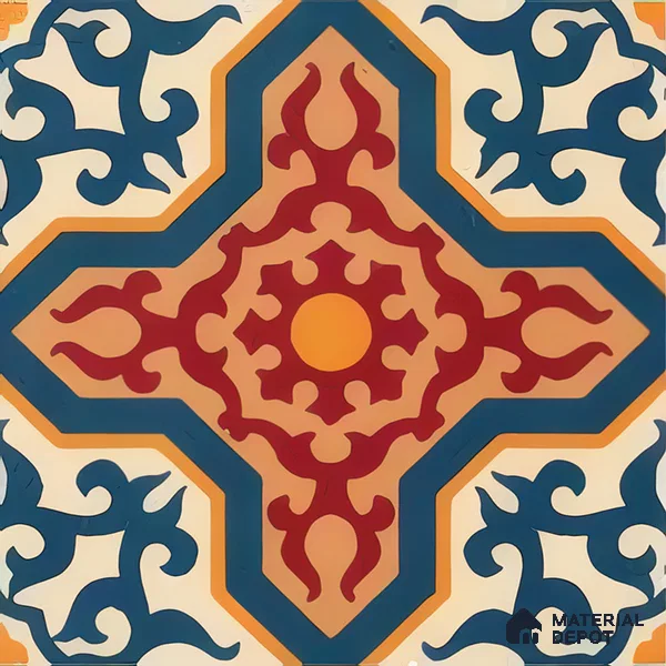 Moroccan Carpet Wall & Floor Tile TL 03080 C Centre 1 ft x 1 ft Matte Finish Digital Ceramic Tile - 9.5 mm | Suitable For Living Room, Kitchen, Bathroom | Please Expect a Slight Variation of Pattern (Sample)