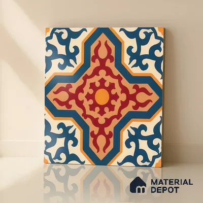 Moroccan Carpet Wall & Floor Tile TL 03080 C Centre 1 ft x 1 ft Matte Finish Digital Ceramic Tile - 9.5 mm | Suitable For Living Room, Kitchen, Bathroom | Please Expect a Slight Variation of Pattern (Sample)