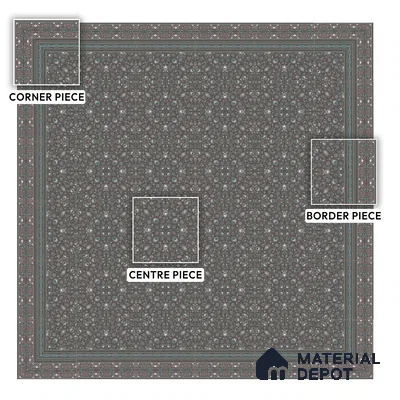 Moroccan Carpet Floor Tile TL 03081 B Border 1 ft x 1 ft Matte Finish Digital Ceramic Tile - 9.5 mm | Suitable For Living Room, Kitchen, Bathroom | Please Expect a Slight Variation of Pattern (Sample)