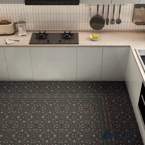 Moroccan Carpet Floor Tile TL 03081 A Corner 1 ft x 1 ft Matte Finish Digital Ceramic Tile - 9.5 mm | Suitable For Living Room, Kitchen, Bathroom | Please Expect a Slight Variation of Pattern