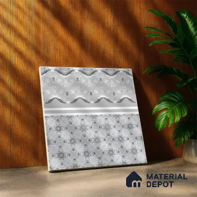 Moroccan Carpet Floor Tile TL 03082 B Border 1 ft x 1 ft Matte Finish Digital Ceramic Tile - 9.5 mm | Suitable For Living Room, Kitchen, Dining Area | Please Expect a Slight Variation of Pattern