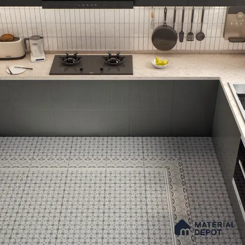 Moroccan Carpet Floor Tile TL 03082 B Border 1 ft x 1 ft Matte Finish Digital Ceramic Tile - 9.5 mm | Suitable For Living Room, Kitchen, Bathroom | Please Expect a Slight Variation of Pattern