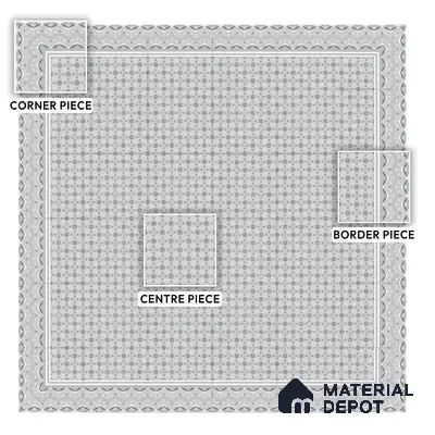 Moroccan Carpet Wall & Floor Tile TL 03082 C Centre 1 ft x 1 ft Matte Finish Digital Ceramic Tile - 9.5 mm | Suitable For Living Room, Kitchen, Bathroom | Please Expect a Slight Variation of Pattern