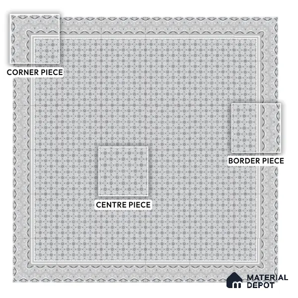 Moroccan Carpet Wall & Floor Tile TL 03082 C Centre 1 ft x 1 ft Matte Finish Digital Ceramic Tile - 9.5 mm | Suitable For Living Room, Kitchen, Bathroom | Please Expect a Slight Variation of Pattern