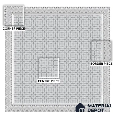 Moroccan Carpet Floor Tile TL 03082 A Corner 1 ft x 1 ft Matte Finish Digital Ceramic Tile - 9.5 mm | Suitable For Living Room, Kitchen, Bathroom | Please Expect a Slight Variation of Pattern (Sample)