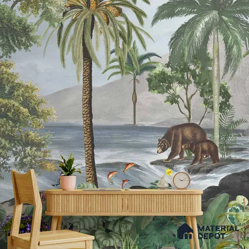 Anandvan Jungle Theme Customised Wallpaper, Green Sukoon Series Canvas Nature Design (Customised Size Wallpaper)