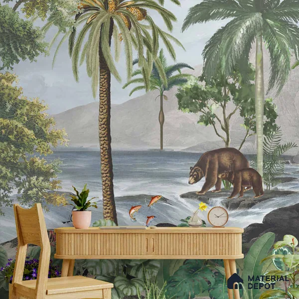 Anandvan Jungle Theme Customised Wallpaper, Green Sukoon Series Canvas Nature Design (Customised Size Wallpaper)
