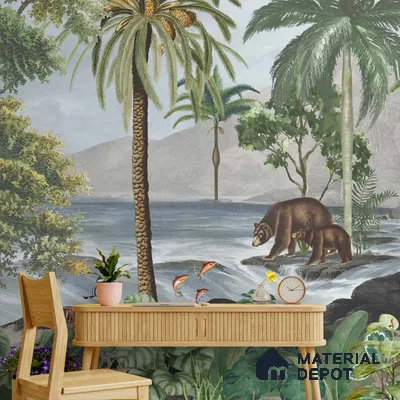Anandvan Jungle Theme Customised Wallpaper, Green Sukoon Series Handmade Nature Design (Customised Size Wallpaper)