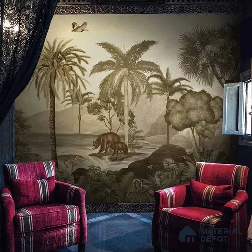 Anandvan Jungle Theme Customised Wallpaper, Sepia Sukoon Series Handmade Nature Design (Customised Size Wallpaper)