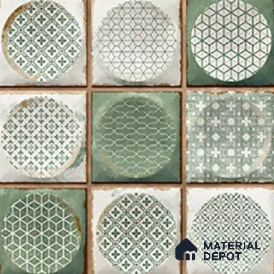 Faux Subway Wall Tile TL 04918 D Esfera Decor 2 Circle Satvario Verde 1 ft x 1 ft Ceramic Matte Finish - 9 mm | Suitable for Highlighter Walls, Foyer, Bathroom, Kitchen Wall & Backsplashes | Please Expect a Slight Variation of Pattern