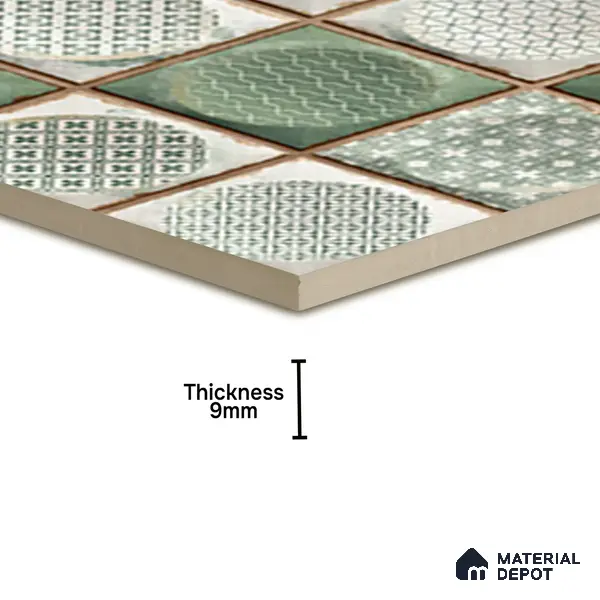 Faux Subway Wall Tile TL 04918 D Esfera Decor 2 Circle Satvario Verde 1 ft x 1 ft Ceramic Matte Finish - 9 mm | Suitable for Highlighter Walls, Foyer, Bathroom, Kitchen Wall & Backsplashes | Please Expect a Slight Variation of Pattern