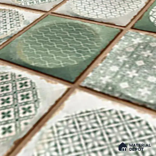 Faux Subway Wall Tile TL 04918 D Esfera Decor 2 Circle Satvario Verde 1 ft x 1 ft Ceramic Matte Finish - 9 mm | Suitable for Highlighter Walls, Foyer, Bathroom, Kitchen Wall & Backsplashes | Please Expect a Slight Variation of Pattern