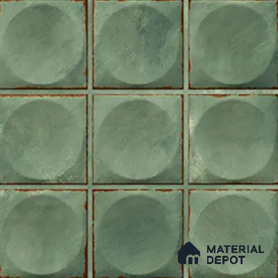 Faux Subway Wall Tile TL 04918 E Esfera Base Circle Satvario Verde 1 ft x 1 ft Ceramic Matte Finish - 9 mm | Suitable for Highlighter Walls, Foyer, Bathroom, Kitchen Wall & Backsplashes | Please Expect a Slight Variation of Pattern