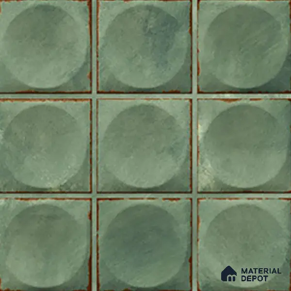 Faux Subway Wall Tile TL 04918 E Esfera Base Circle Satvario Verde 1 ft x 1 ft Ceramic Matte Finish - 9 mm | Suitable for Highlighter Walls, Foyer, Bathroom, Kitchen Wall & Backsplashes | Please Expect a Slight Variation of Pattern