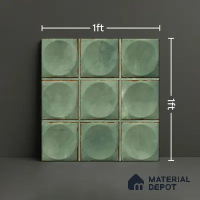 Faux Subway Wall Tile TL 04918 E Esfera Base Circle Satvario Verde 1 ft x 1 ft Ceramic Matte Finish - 9 mm | Suitable for Highlighter Walls, Foyer, Bathroom, Kitchen Wall & Backsplashes | Please Expect a Slight Variation of Pattern
