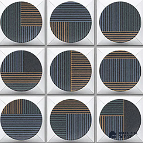 Faux Subway Wall Tile TL 04918 Esfera Decor 1 Circle Nero Pallido 1 ft x 1 ft Ceramic Matte Finish - 9 mm | Suitable for Highlighter Walls, Foyer, Bathroom, Kitchen Wall & Backsplashes | Please Expect a Slight Variation of Pattern (Sample)