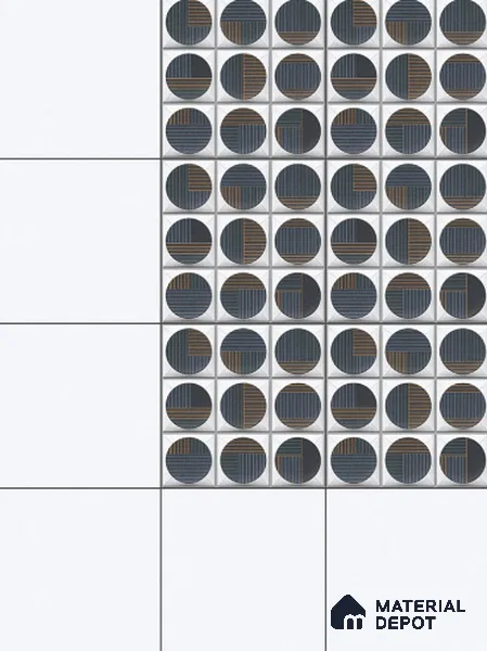 Faux Subway Wall Tile TL 04918 Esfera Decor 1 Circle Nero Pallido 1 ft x 1 ft Ceramic Matte Finish - 9 mm | Suitable for Highlighter Walls, Foyer, Bathroom, Kitchen Wall & Backsplashes | Please Expect a Slight Variation of Pattern (Sample)