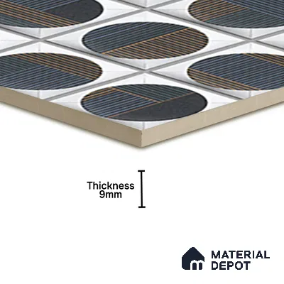Faux Subway Wall Tile TL 04918 Esfera Decor 1 Circle Nero Pallido 1 ft x 1 ft Ceramic Matte Finish - 9 mm | Suitable for Highlighter Walls, Foyer, Bathroom, Kitchen Wall & Backsplashes | Please Expect a Slight Variation of Pattern (Sample)