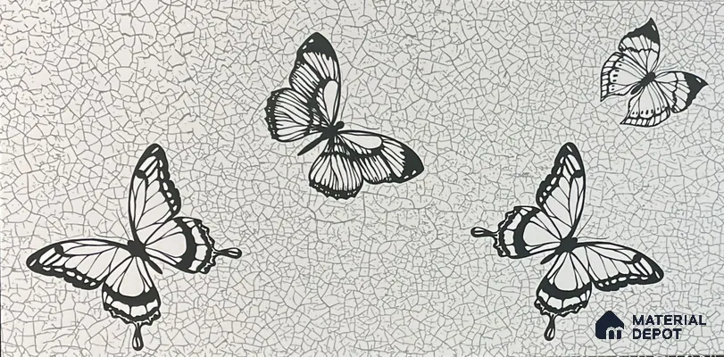 Highlighter Digital Wall Tile TL 05406 B Botanica Fly Decor 2 ft x 1 ft Ceramic Glossy Finish - 9 mm | Suitable For Living Room, Dining & Bathroom Walls