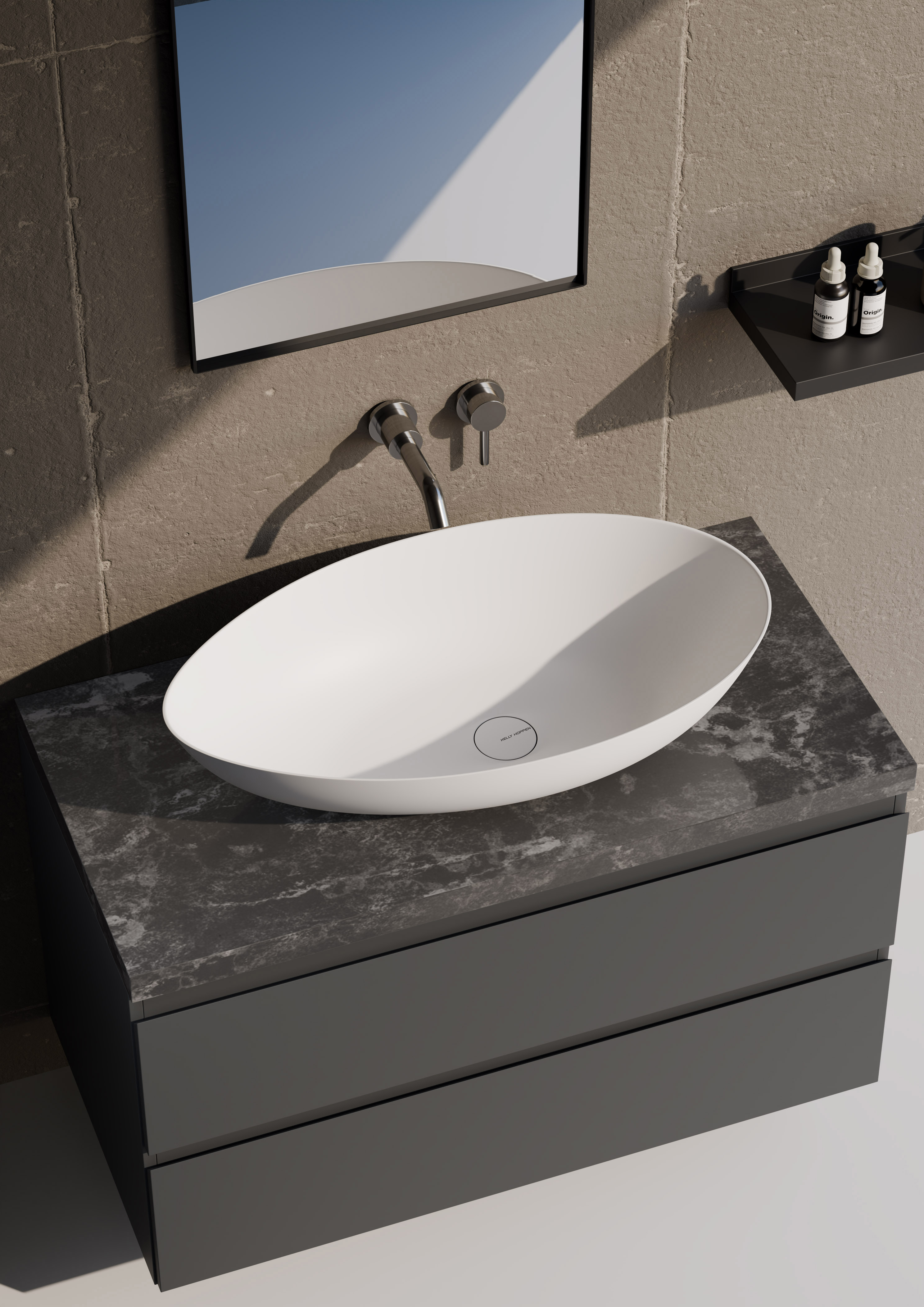 Antalya Solid White Translucent Basin BS 00219 585 x 340 mm Artificial Stone Acrylic Body Stain Free Designer Basin - 155 mm | Suitable For Bathroom, Vanity & Utility Areas