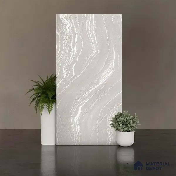 Stone Floor & Wall Tile TL 04445 Antania Latte 4 ft x 2 ft Digital Punch Matte Finish Vitrified Tile - 9 mm | 4 Random Design | Suitable For Living Room, Bedroom, Bathroom
