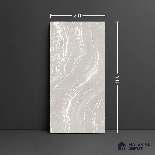 Stone Floor & Wall Tile TL 04445 Antania Latte 4 ft x 2 ft Digital Punch Matte Finish Vitrified Tile - 9 mm | 4 Random Design | Suitable For Living Room, Bedroom, Bathroom