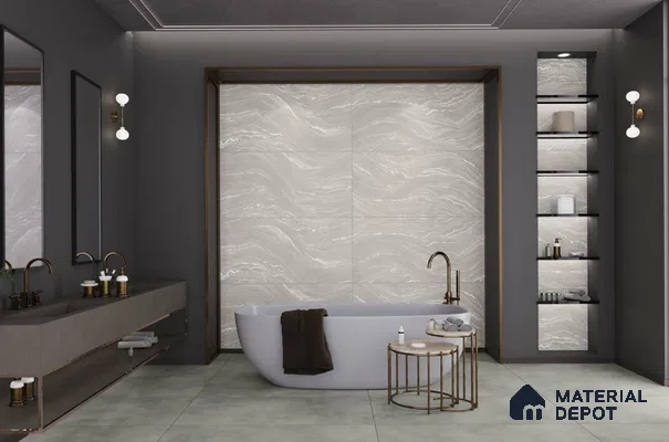 Stone Floor & Wall Tile TL 04445 Antania Latte 4 ft x 2 ft Digital Punch Matte Finish Vitrified Tile - 9 mm | 4 Random Design | Suitable For Living Room, Bedroom, Bathroom