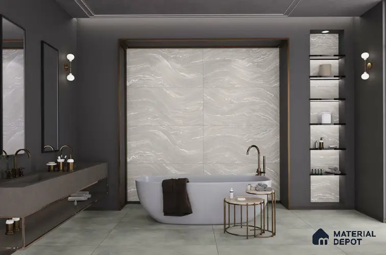 Stone Floor & Wall Tile TL 04445 Antania Latte 4 ft x 2 ft Digital Punch Matte Finish Vitrified Tile - 9 mm | 4 Random Design | Suitable For Living Room, Bedroom, Bathroom