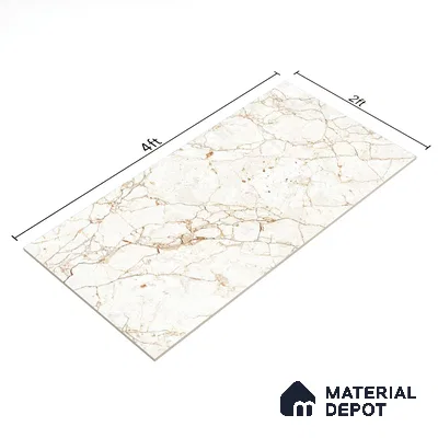 Marble Wall & Floor Tile | TL 02570 Antique Macdonia 4 ft x 2 ft Glossy Finish Random Design Vitrified Tile - 9 mm | Suitable For Living Room, Bedroom, Kitchen (Sample)