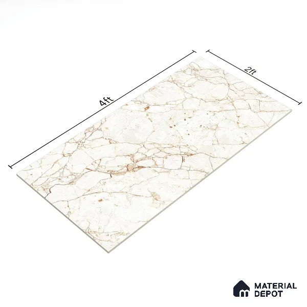 Marble Wall & Floor Tile | TL 02570 Antique Macdonia 4 ft x 2 ft Glossy Finish Random Design Vitrified Tile - 9 mm | Suitable For Living Room, Bedroom, Kitchen (Sample)