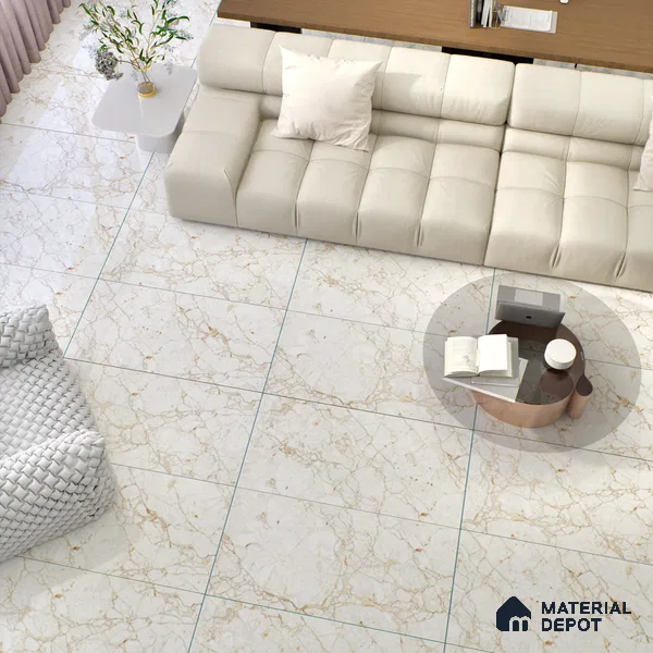 Marble Wall & Floor Tile | TL 02570 Antique Macdonia 4 ft x 2 ft Glossy Finish Random Design Vitrified Tile - 9 mm | Suitable For Living Room, Bedroom, Kitchen (Sample)