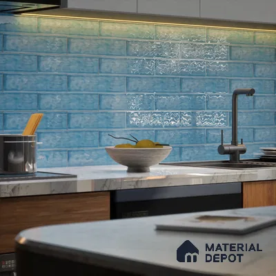 TL 03802 B Blue 300x75 mm Glossy Finish Ceramic Wall  Subway Tile - 10 mm