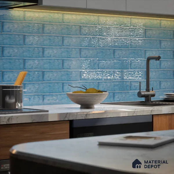 TL 03802 B Blue 300x75 mm Glossy Finish Ceramic Wall Subway Tile - 10 mm