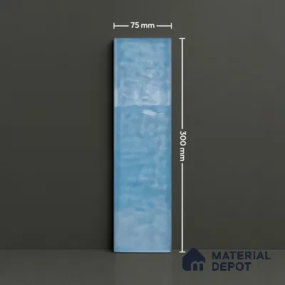 TL 03802 B Blue 300x75 mm Glossy Finish Ceramic Wall  Subway Tile - 10 mm