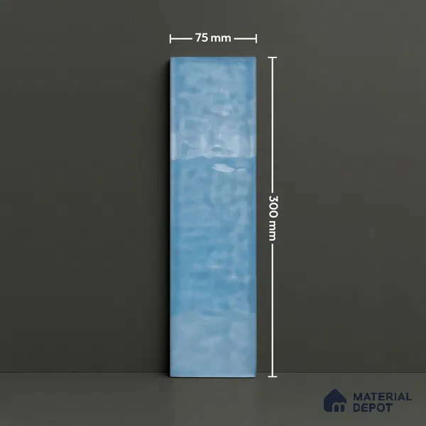 TL 03802 B Blue 300x75 mm Glossy Finish Ceramic Wall Subway Tile - 10 mm