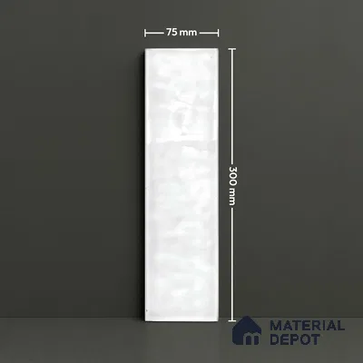 TL 03802 G White 300x75 mm Glossy Finish Ceramic Wall  Subway Tile - 10 mm