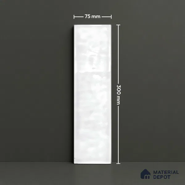 TL 03802 G White 300x75 mm Glossy Finish Ceramic Wall  Subway Tile - 10 mm