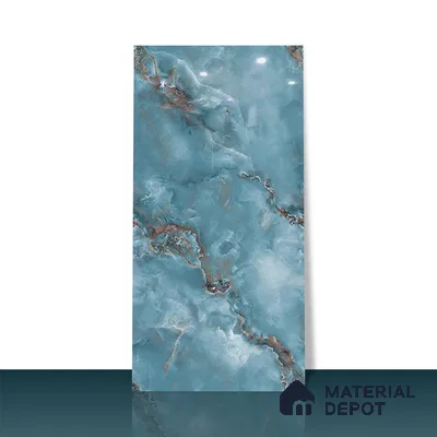 Marble Floor & Wall Tile TL 05574 Aqua Onyx Viser 4 ft x 2 ft Glossy Finish Vitrified Tile - 9 mm (Random 4)