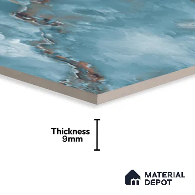 Marble Floor & Wall Tile TL 05574 Aqua Onyx Viser 4 ft x 2 ft Glossy Finish Vitrified Tile - 9 mm (Random 4)
