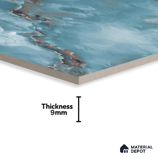 Marble Floor & Wall Tile TL 05574 Aqua Onyx Viser 4 ft x 2 ft Glossy Finish Vitrified Tile - 9 mm (Random 4)