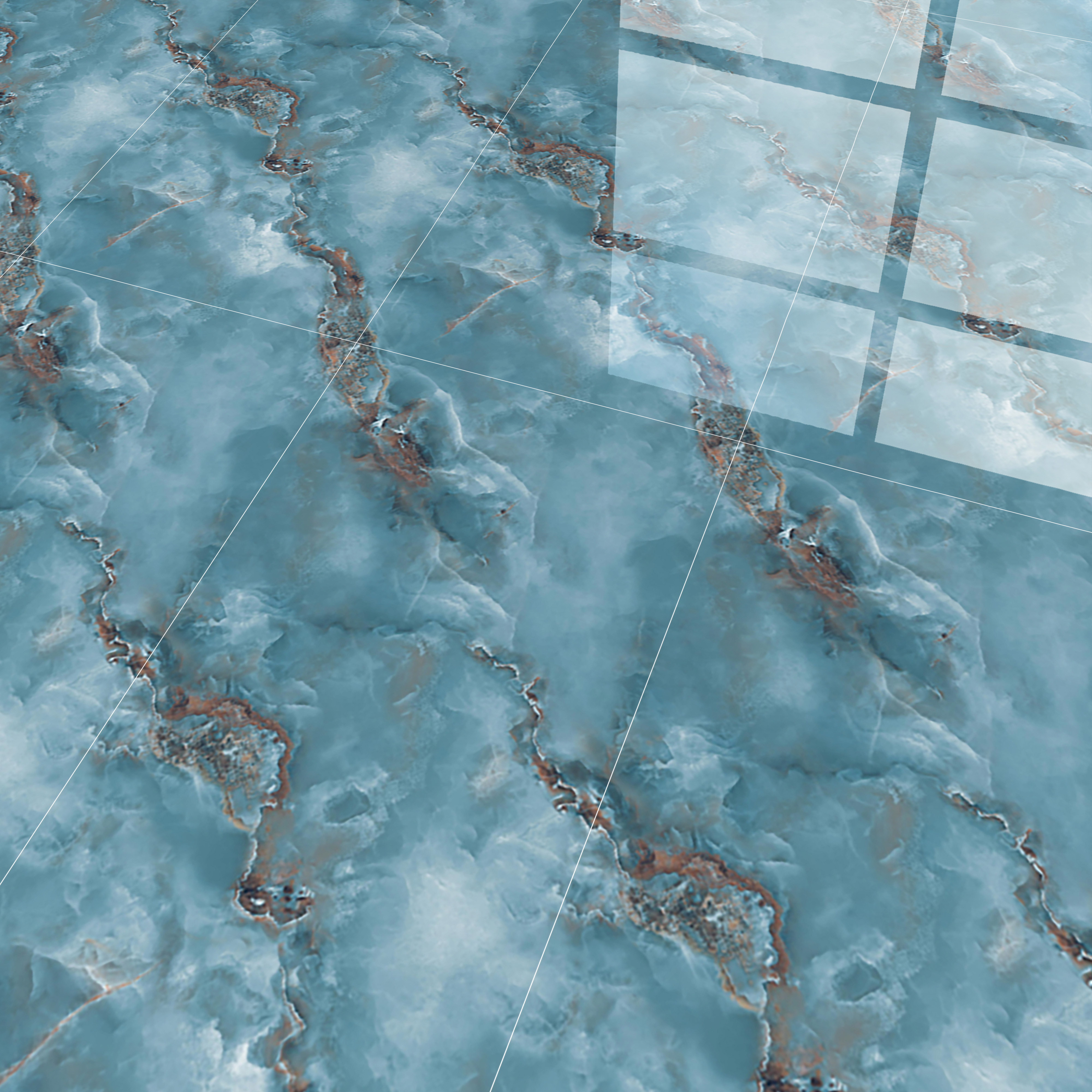 Marble Floor & Wall Tile TL 05574 Aqua Onyx Viser 4 ft x 2 ft Glossy Finish Vitrified Tile - 9 mm (Random 4)