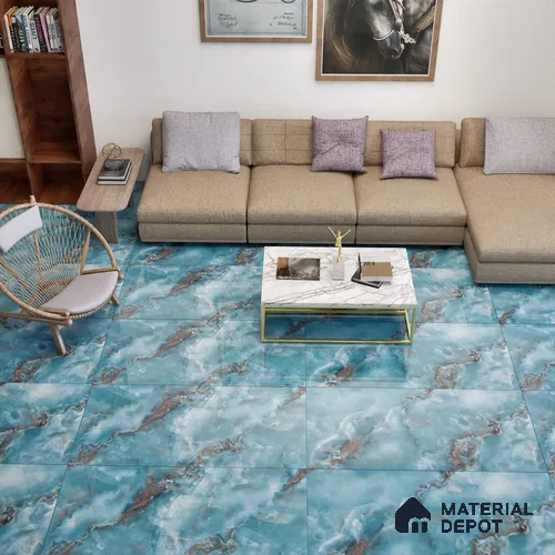 Marble Floor & Wall Tile TL 05574 Aqua Onyx Viser 4 ft x 2 ft Glossy Finish Vitrified Tile - 9 mm (Random 4)