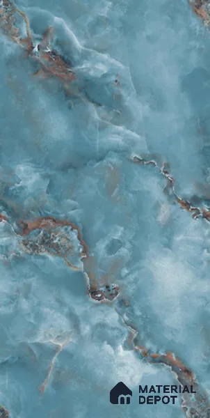 Marble Floor & Wall Tile TL 05574 Aqua Onyx Viser 4 ft x 2 ft Glossy Finish Vitrified Tile - 9 mm (Random 4)