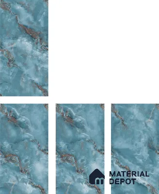 Marble Floor & Wall Tile TL 05574 Aqua Onyx Viser 4 ft x 2 ft Glossy Finish Vitrified Tile - 9 mm (Random 4)