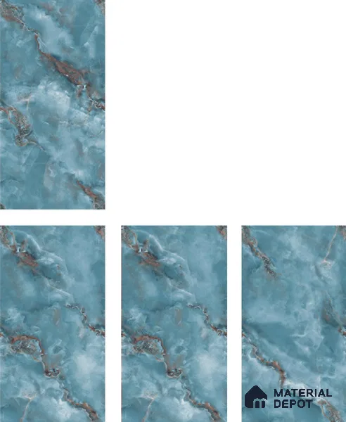 Marble Floor & Wall Tile TL 05574 Aqua Onyx Viser 4 ft x 2 ft Glossy Finish Vitrified Tile - 9 mm (Random 4)