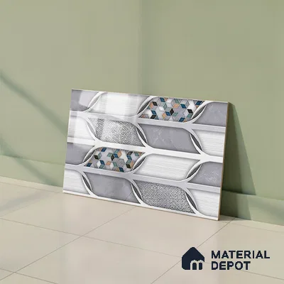 TL 01923 B Grayscale Grey Highlighter 18 x 12 inch Glossy Finish Ceramic Wall Tile - 6 mm
