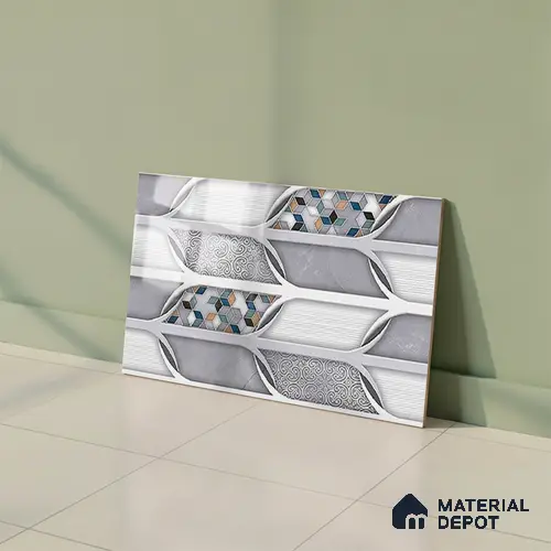 TL 01923 B Grayscale Grey Highlighter 18 x 12 inch Glossy Finish Ceramic Wall Tile - 6 mm