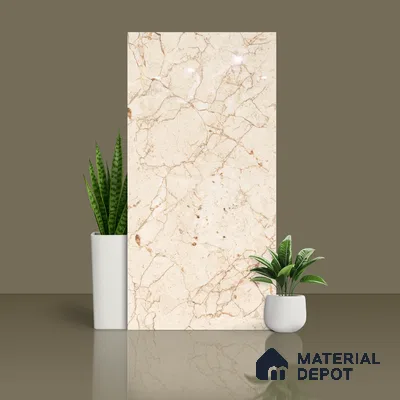 Budget Friendly Marble Floor & Wall Tile Value For Money TL 05597 Crema Arenado 4 ft x 2 ft - Vitrified Glossy Finish -9 mm | 3 Random Design | Suitable for Living Room, Bedroom & Bathroom